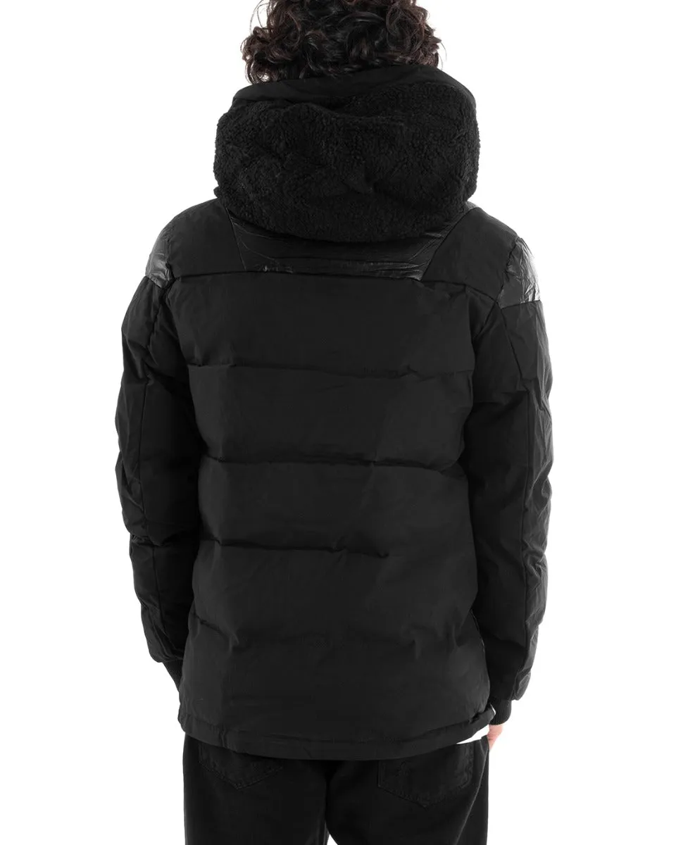 Giubbotto Uomo Bomber Lucido Tinta Unita Nero Tessuto Tecnico Casual GIOSAL-G3003A