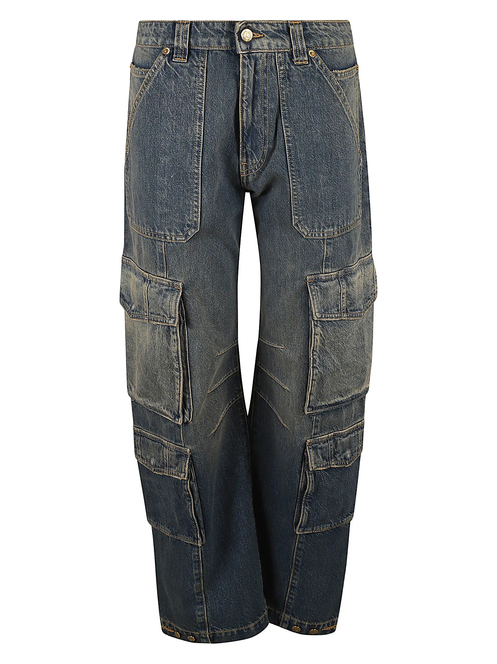 GOLDEN GOOSEJOURNEY W'S PANT CARGO POCKET MEDIUM DIRTY WASH DISTRESSED Blue