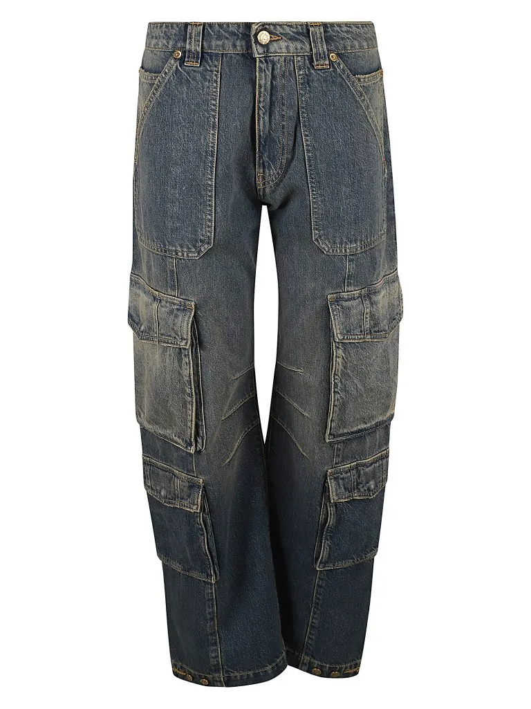 GOLDEN GOOSEJOURNEY W'S PANT CARGO POCKET MEDIUM DIRTY WASH DISTRESSED Blue