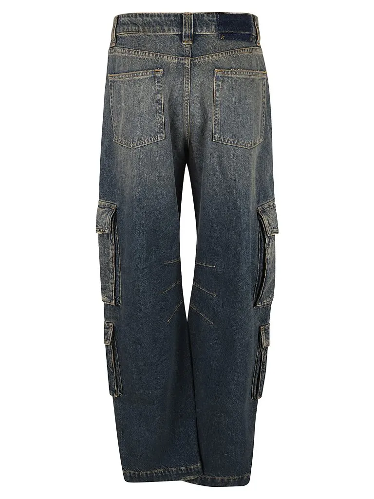GOLDEN GOOSEJOURNEY W'S PANT CARGO POCKET MEDIUM DIRTY WASH DISTRESSED Blue