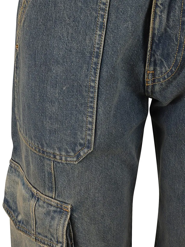 GOLDEN GOOSEJOURNEY W'S PANT CARGO POCKET MEDIUM DIRTY WASH DISTRESSED Blue