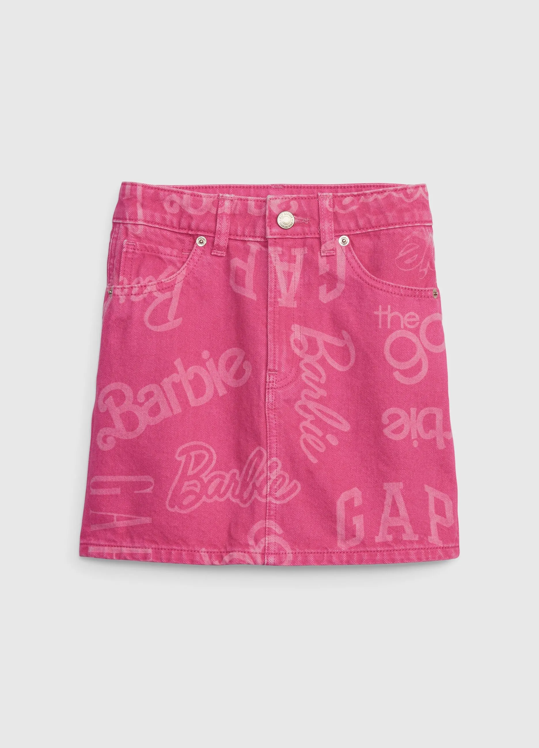 Gonna in denim con stampa logo Barbie™