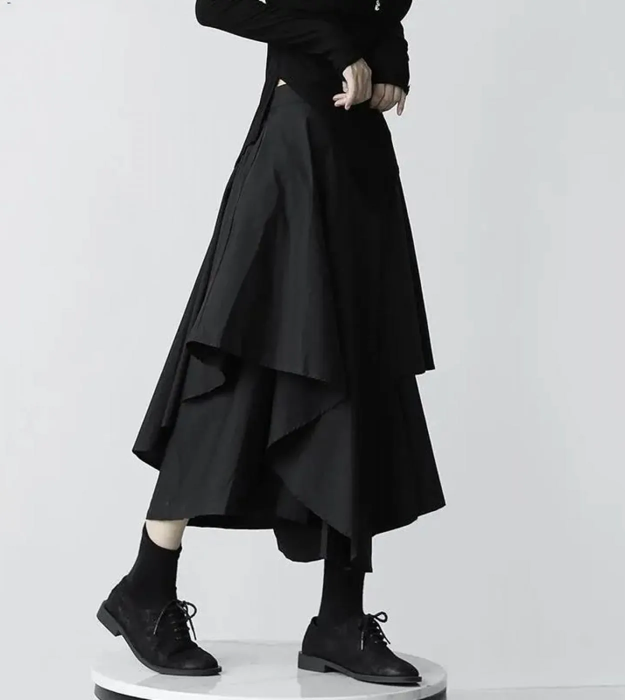 Gonna irregolare a sirena nera da donna harajuku punk a vita alta allentata gotica casual estiva da donna