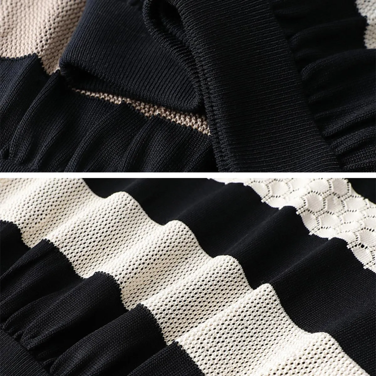 Gonna lunga lavorata a maglia a righe all'uncinetto da donna 2023 Autunno Inverno Vita alta Antirughe Drappeggiato Una linea Gon