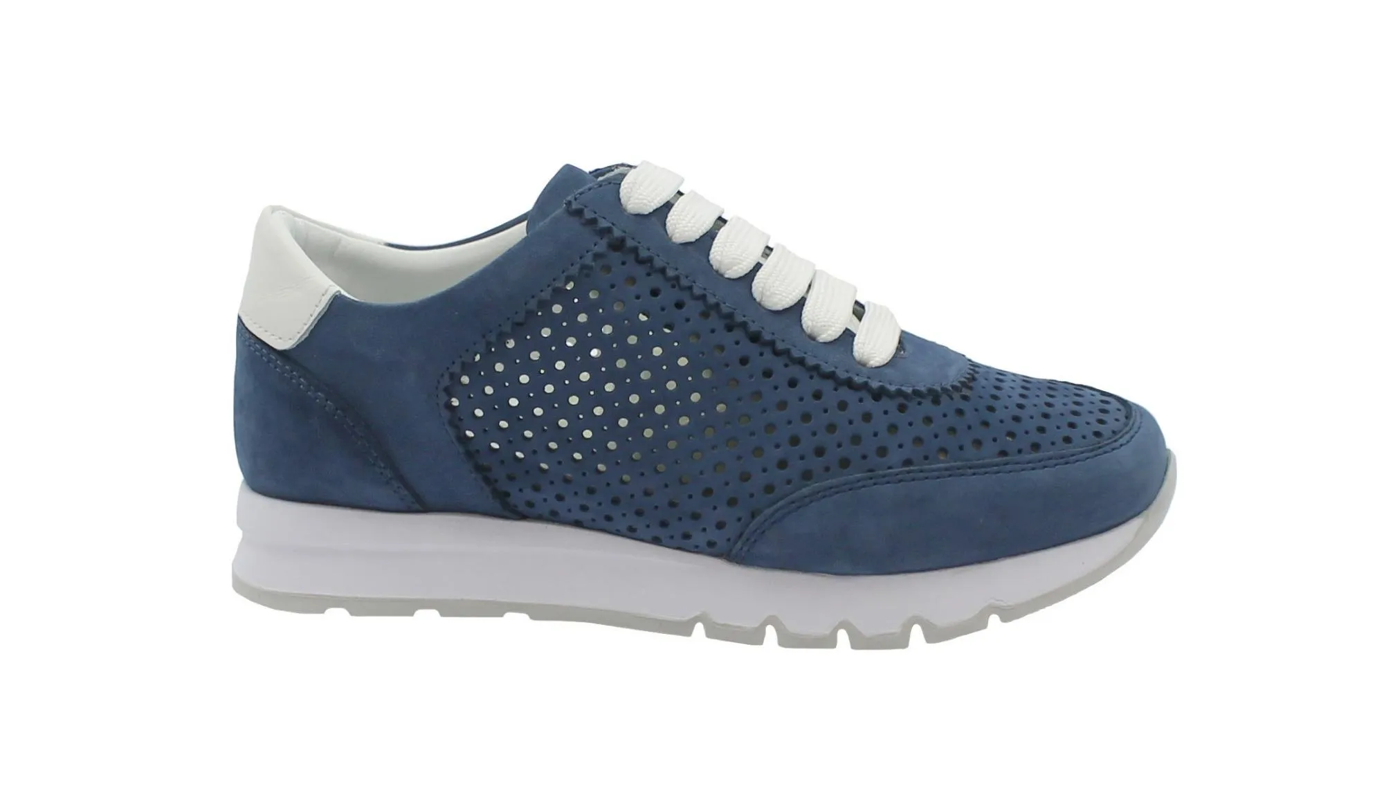 GRUNLAND SHAI SC5292 jeans blu scarpe sneakers donna forate lacci pelle