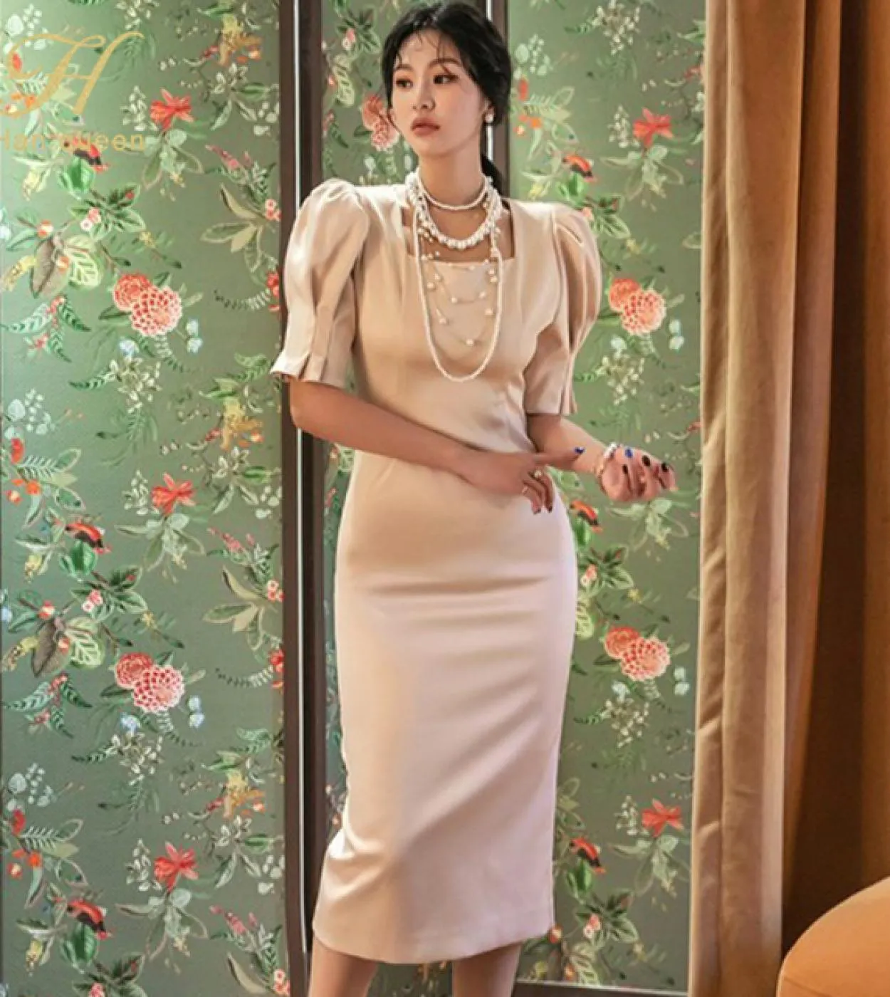 H Han Queen 2022 Estate Del Manicotto di Soffio Ufficio Vestito A Matita Delle Donne Che Basa Abiti Tubino Casual Partito di Lav