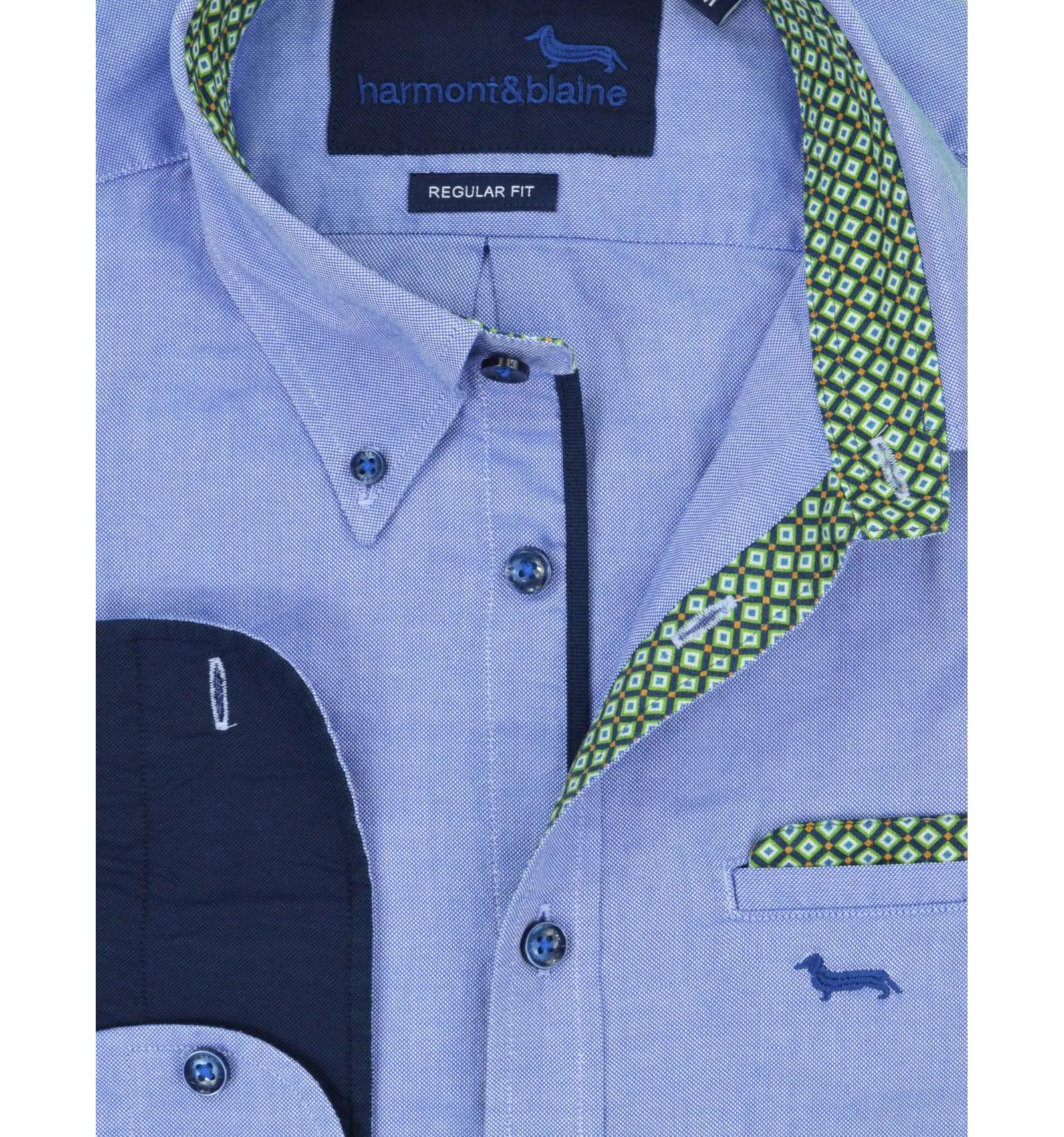 HARMONT & BLAINE uomo camicia oxford pochette blu CRM500 B 011760 805