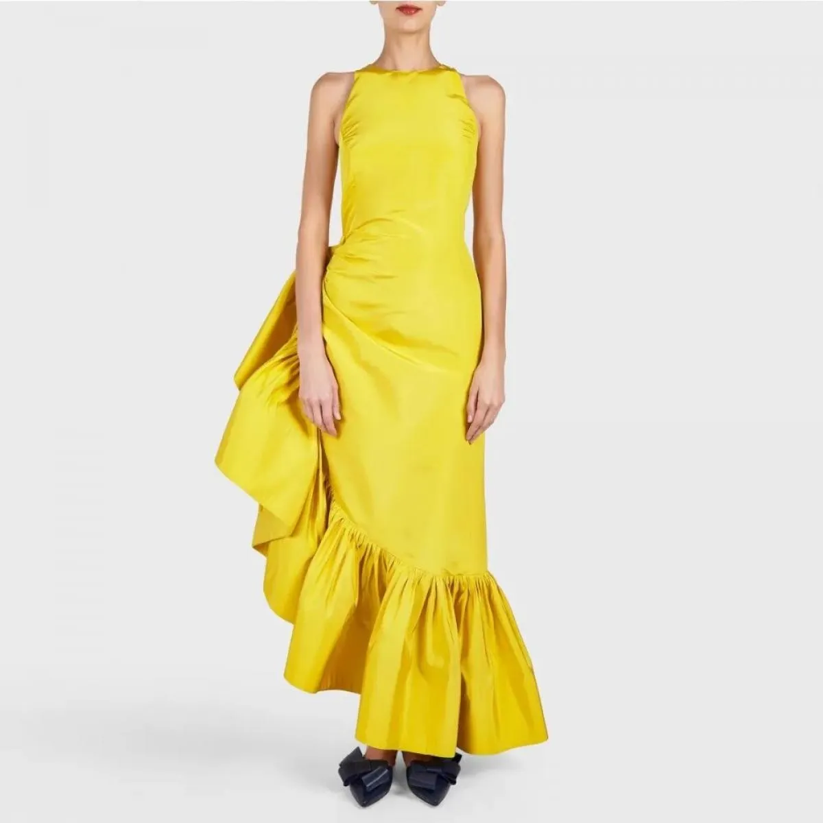 Haute Couture Moda Ruffles Abiti da ballo gialli Stile hippie Chic Occasioni speciali Abito da festa Design a matita Vestido De