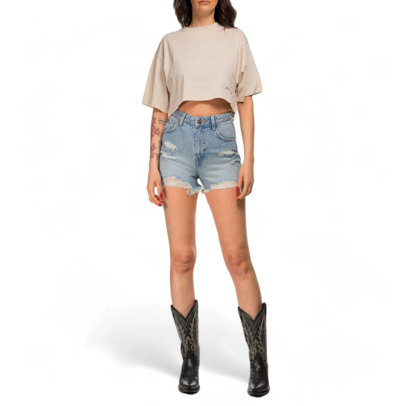 Hinnominate t-shirt cropped beige