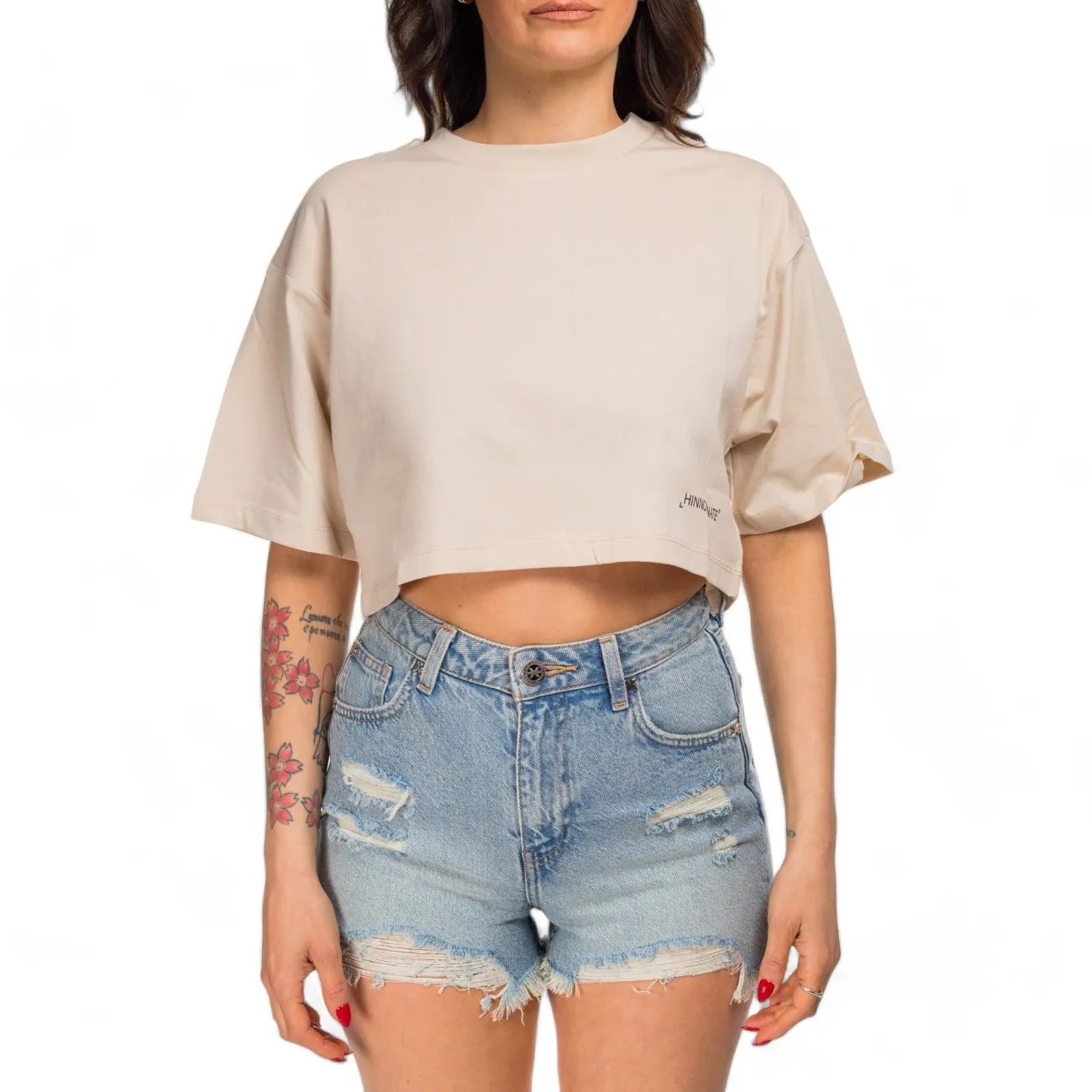 Hinnominate t-shirt cropped beige
