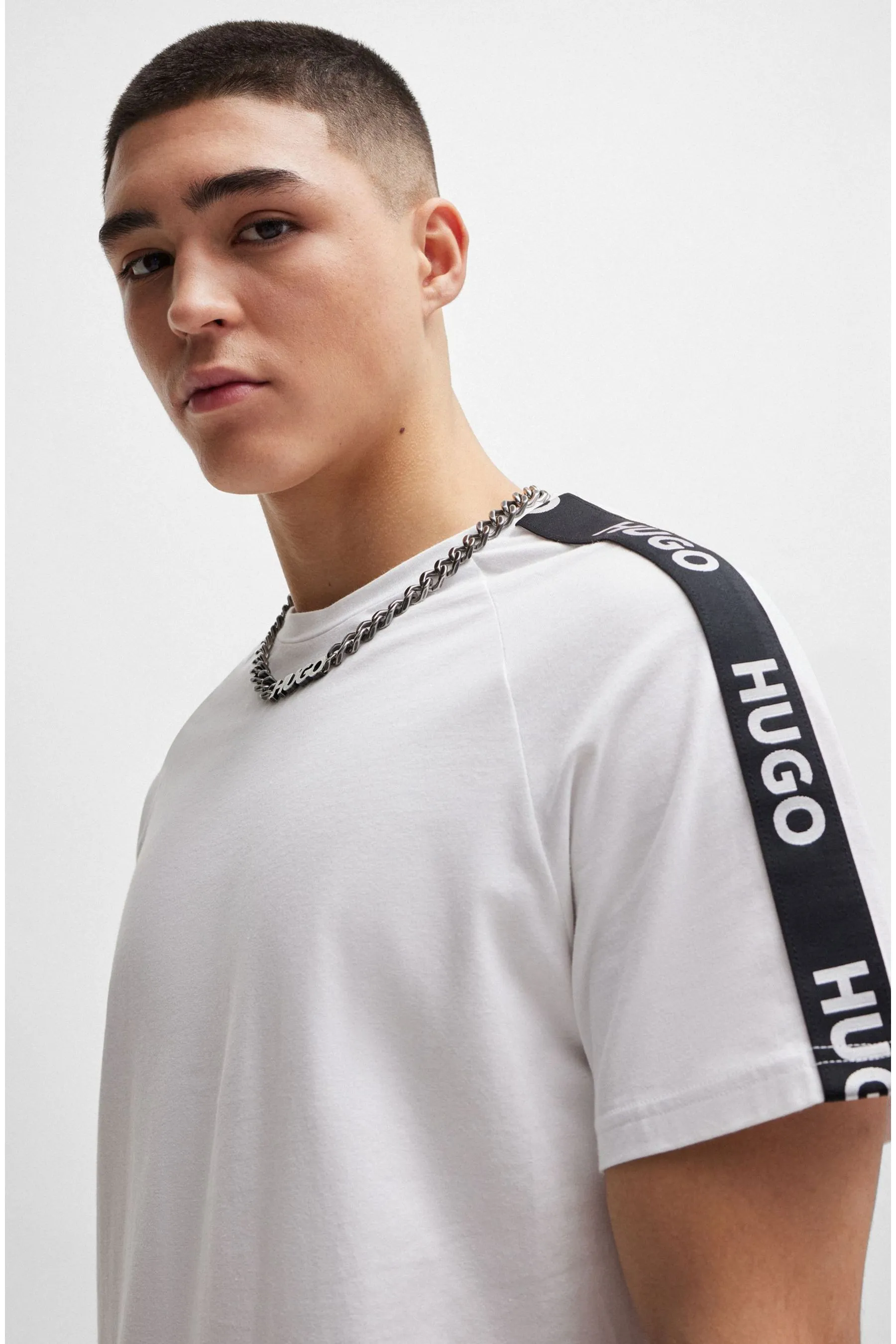 HUGO HUGO Tape Logo Fit Relaxed Fit Stretch Maglietta in cotone    