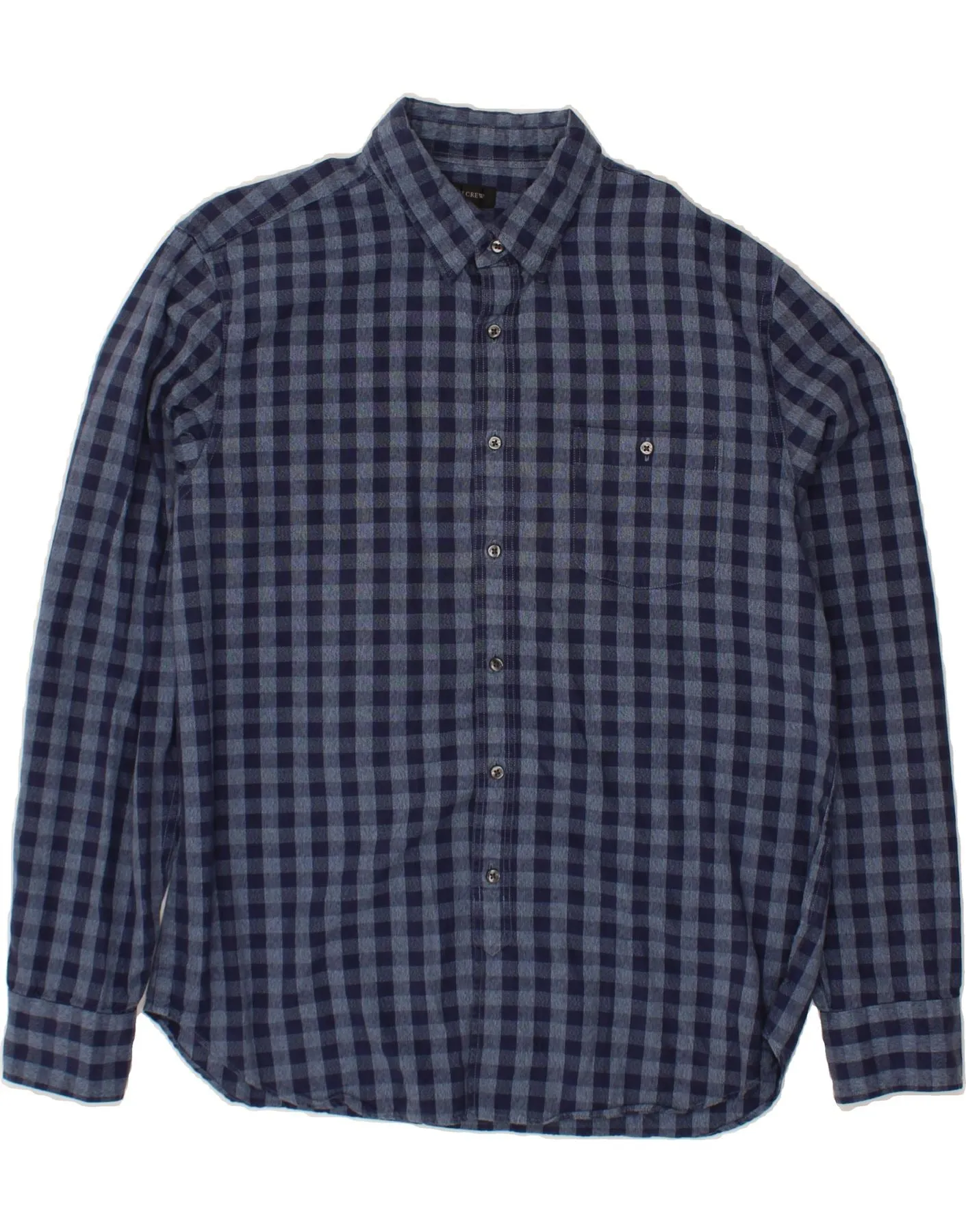 J. CREW Mens Flannel Shirt Large Navy Blue Gingham