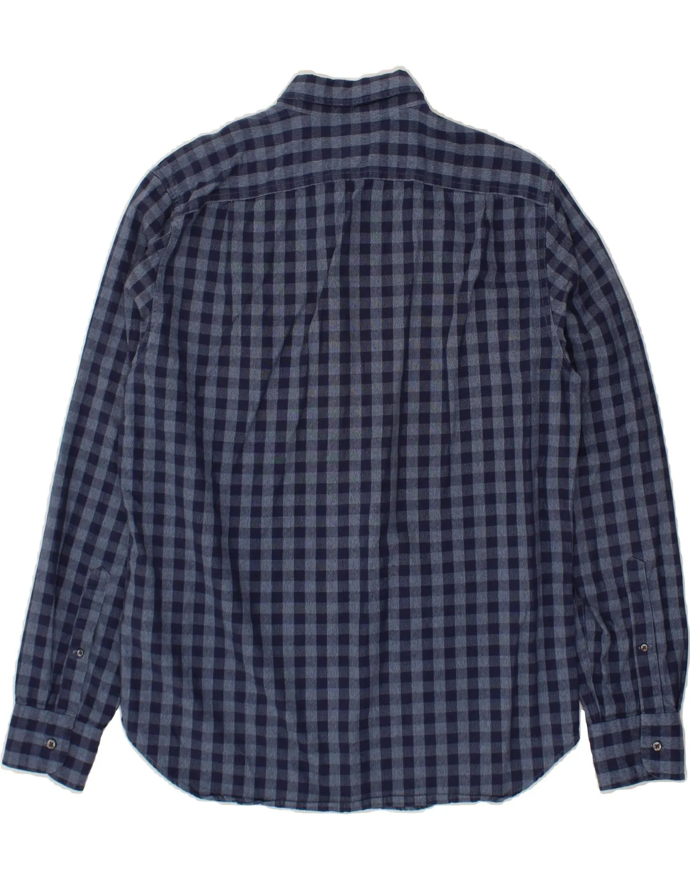 J. CREW Mens Flannel Shirt Large Navy Blue Gingham