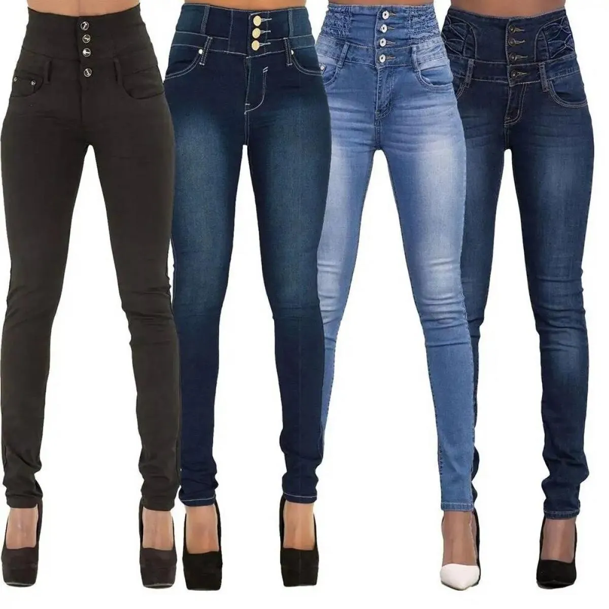 Jeans a matita slim a vita alta 2023 Pantaloni in denim vintage Pantaloni basic oversize da donna Abbigliamento femminile Elasti
