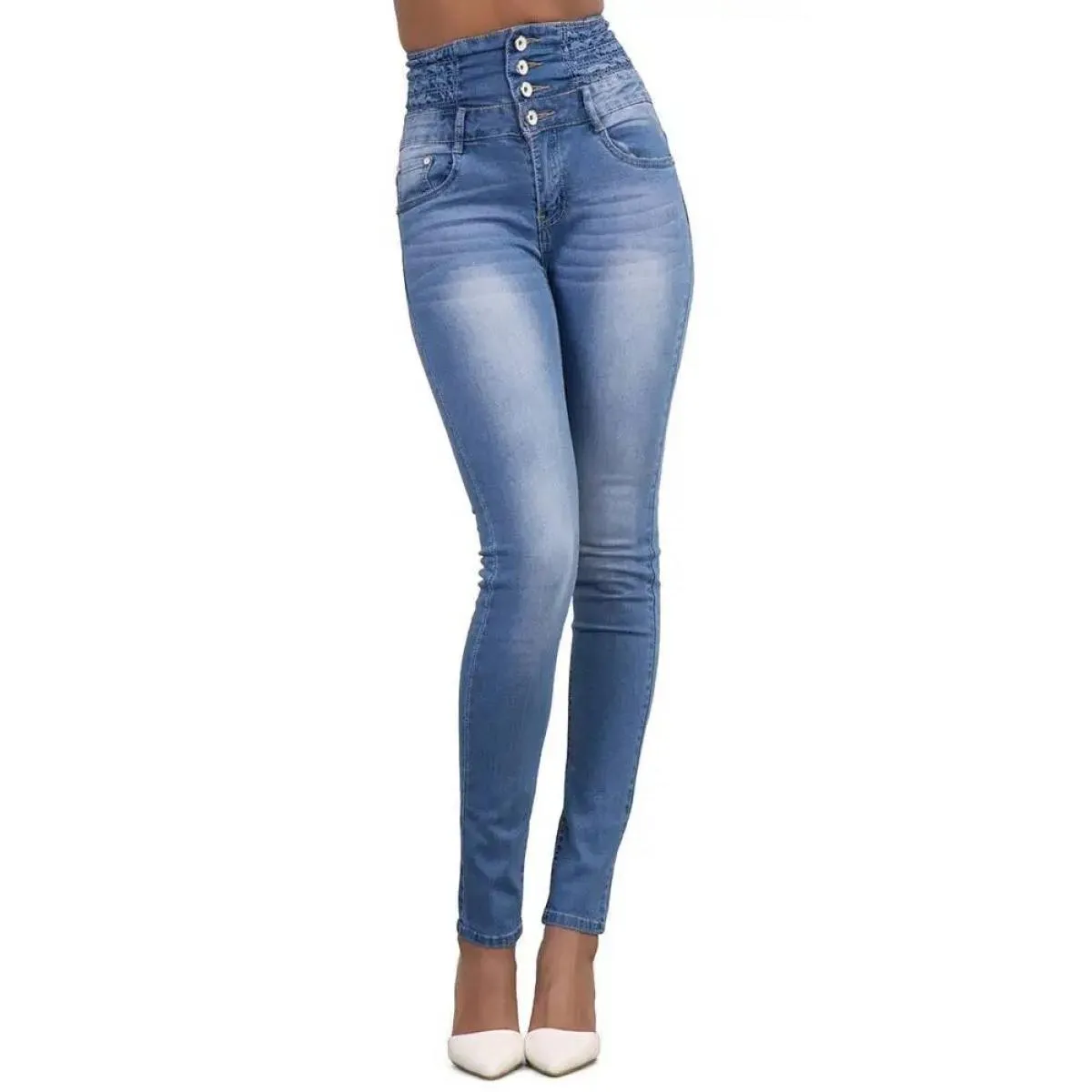 Jeans a matita slim a vita alta 2023 Pantaloni in denim vintage Pantaloni basic oversize da donna Abbigliamento femminile Elasti