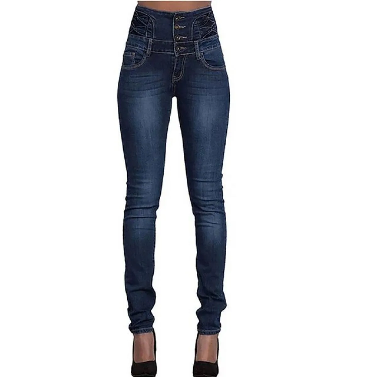 Jeans a matita slim a vita alta 2023 Pantaloni in denim vintage Pantaloni basic oversize da donna Abbigliamento femminile Elasti