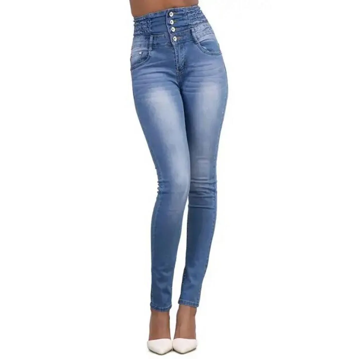 Jeans a matita slim a vita alta 2023 Pantaloni in denim vintage Pantaloni basic oversize da donna Abbigliamento femminile Elasti