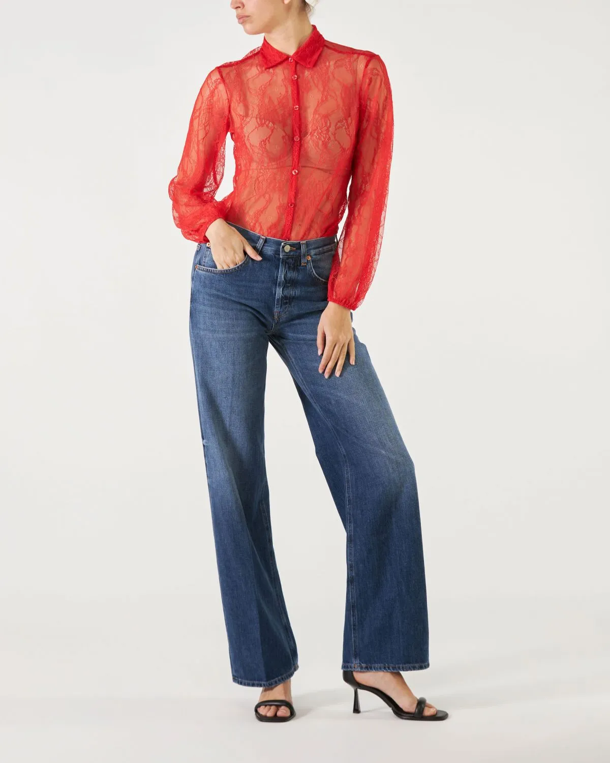 Jeans Jacklyn Dondup wide leg a palazzo di colore blu