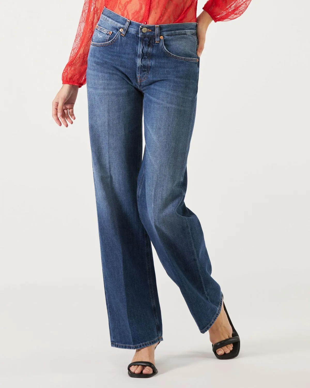 Jeans Jacklyn Dondup wide leg a palazzo di colore blu