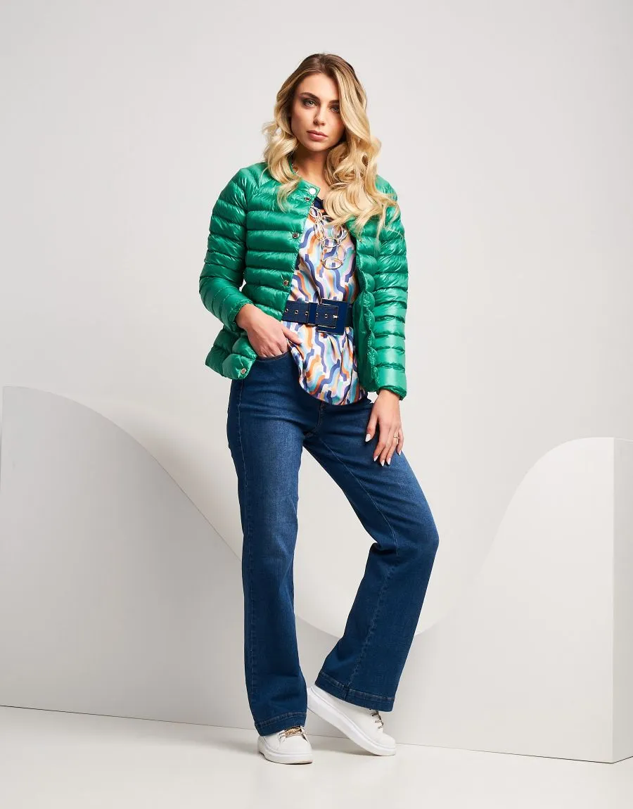 Jeans largo effetto slavato