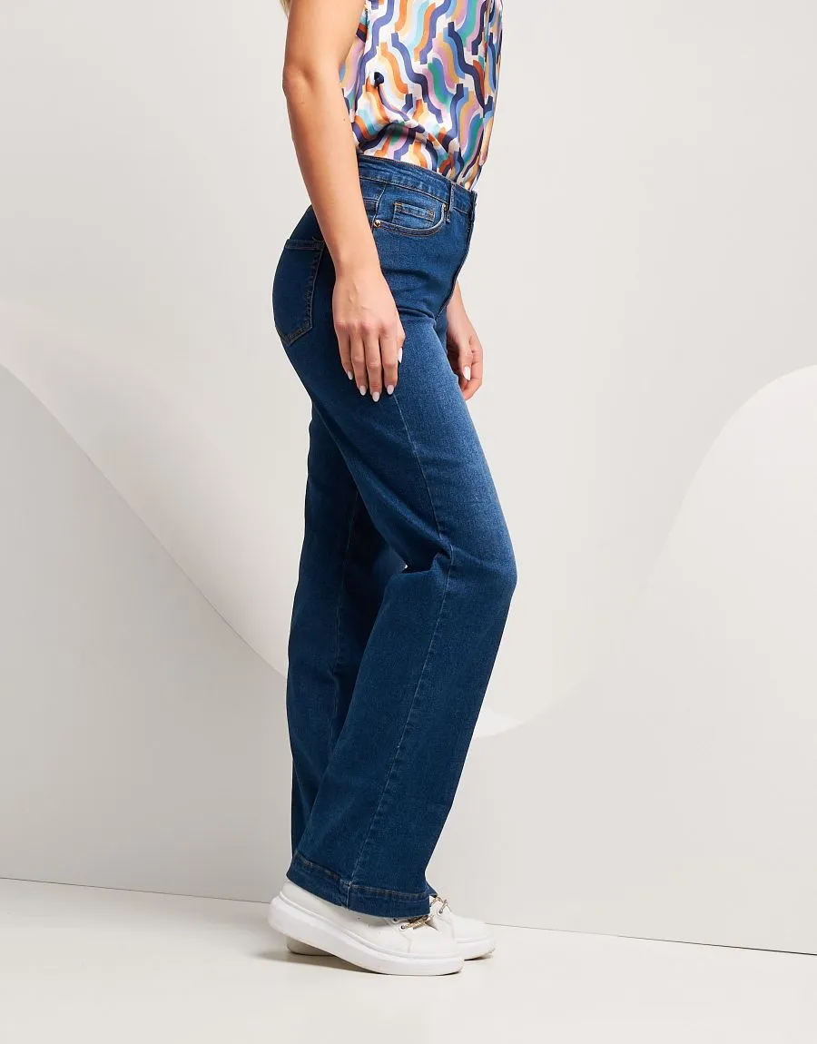 Jeans largo effetto slavato