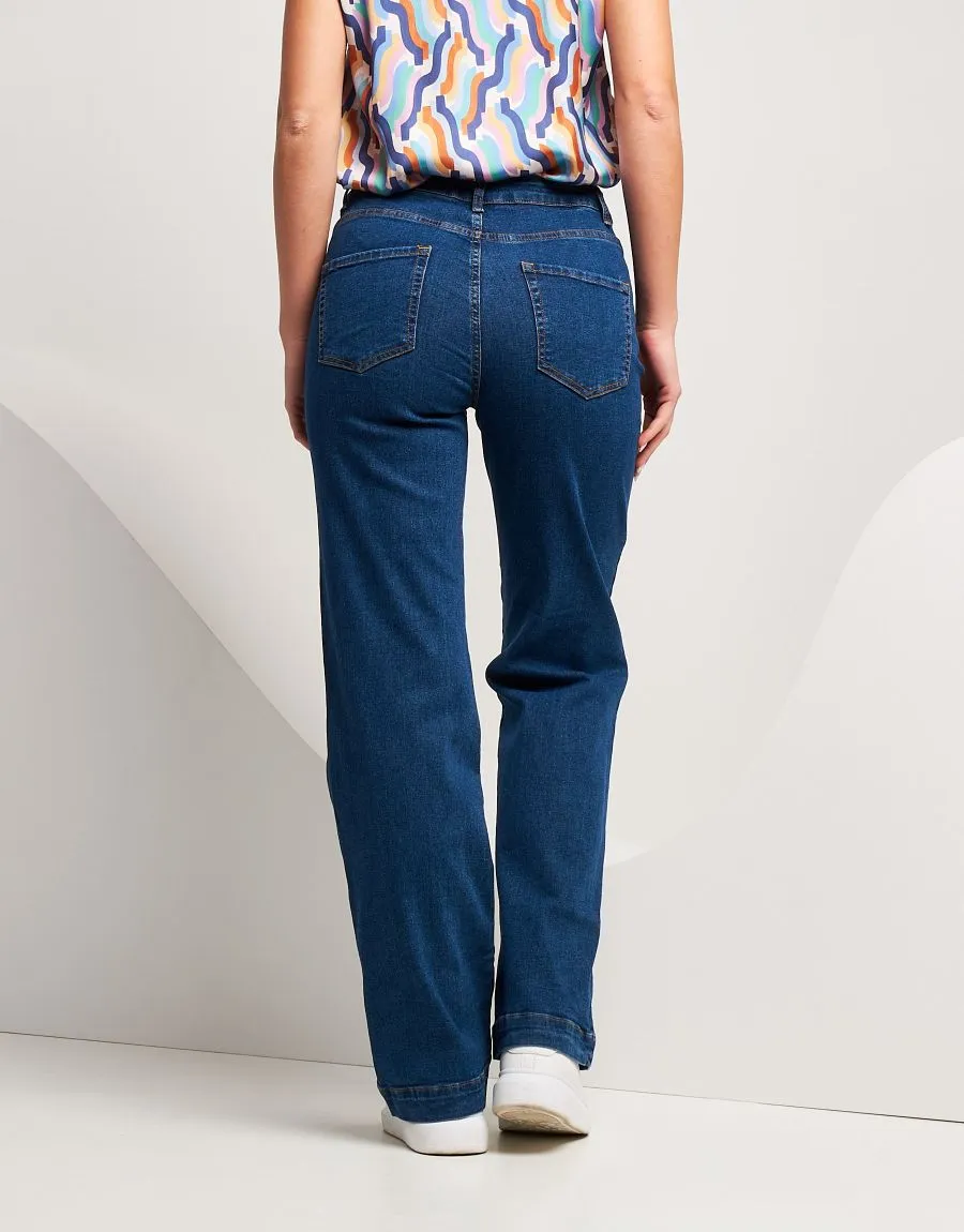 Jeans largo effetto slavato
