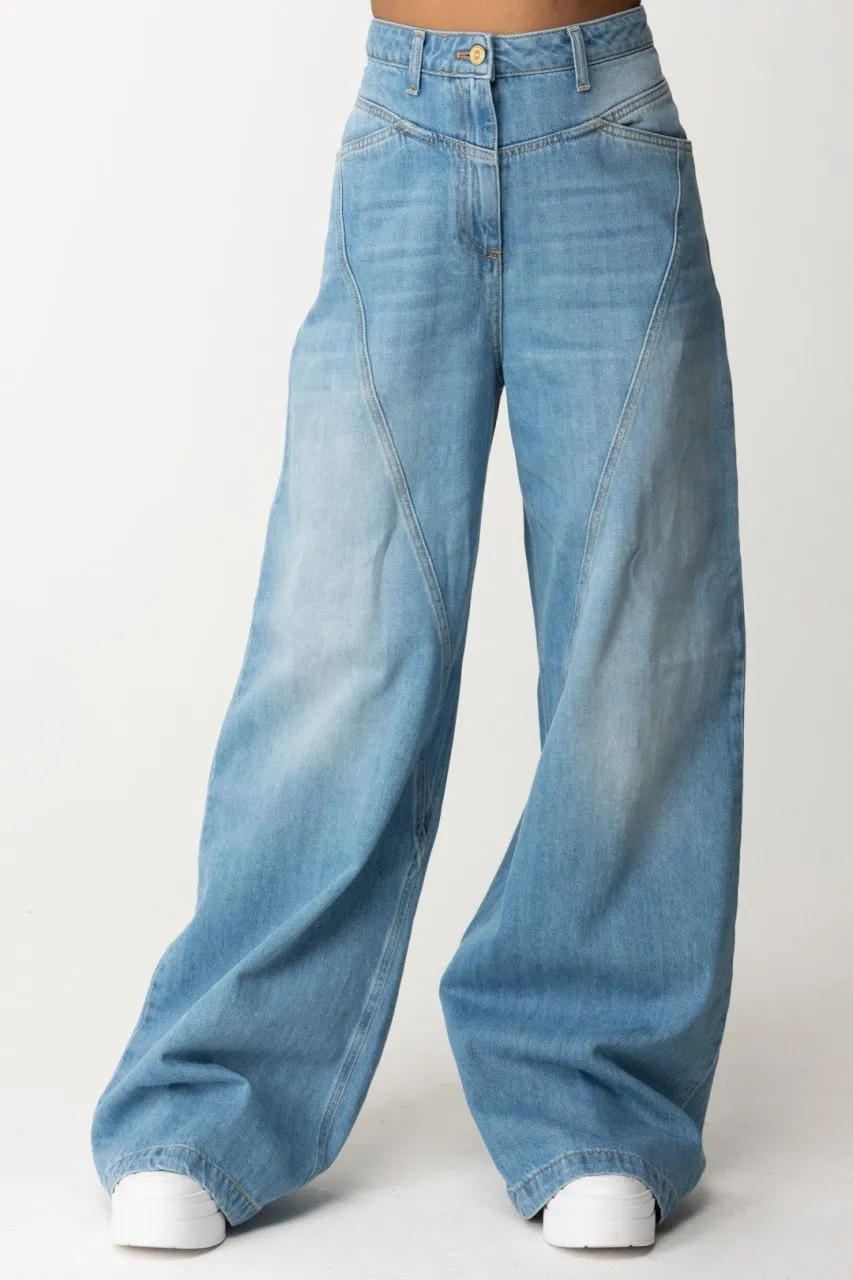 Jeans palazzo cuciture diagonali Light blue