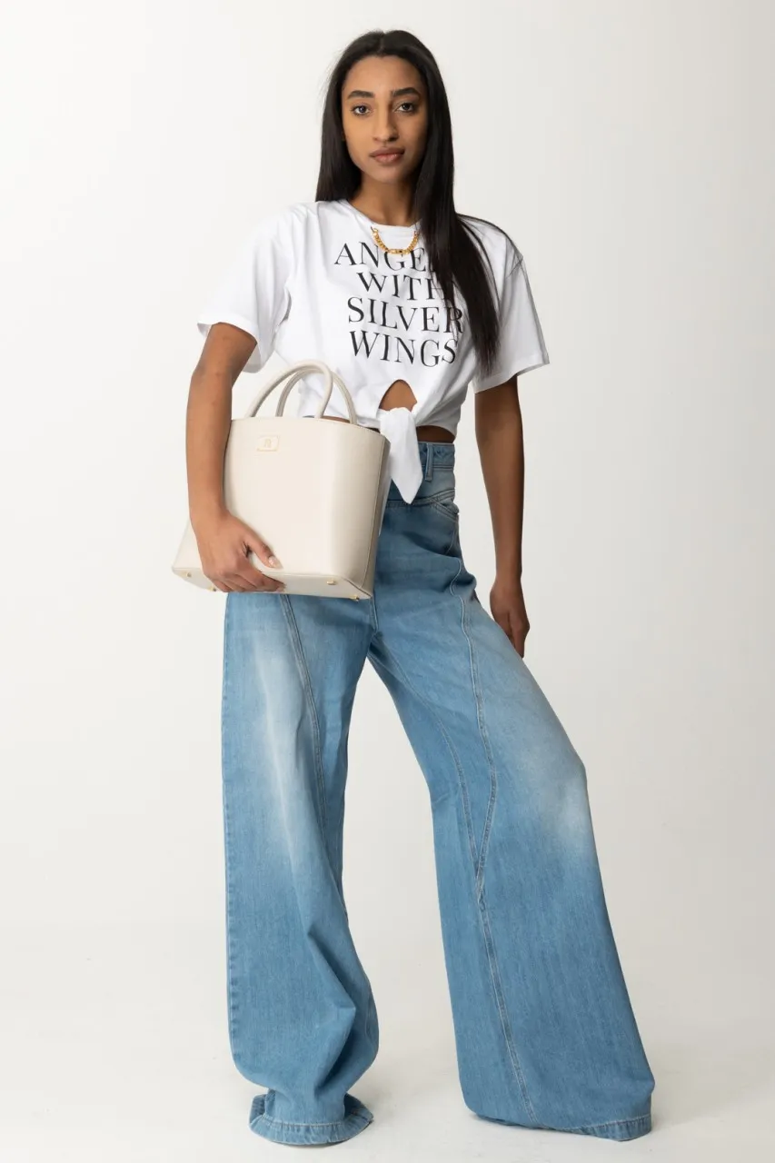Jeans palazzo cuciture diagonali Light blue
