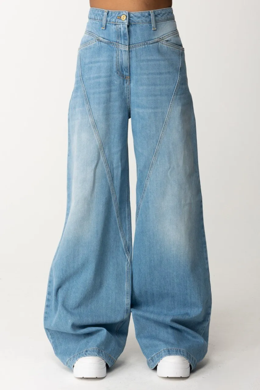 Jeans palazzo cuciture diagonali Light blue
