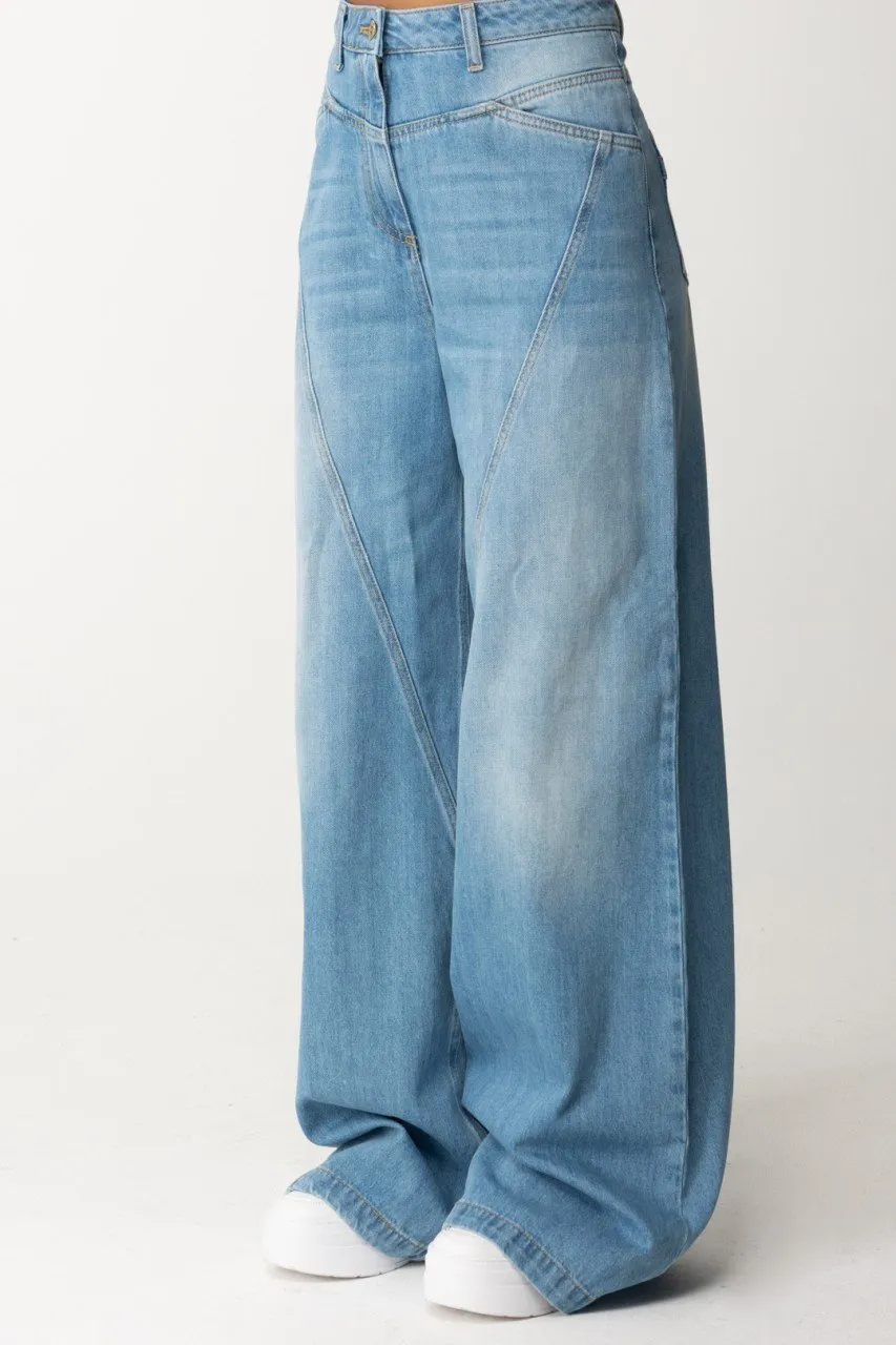 Jeans palazzo cuciture diagonali Light blue