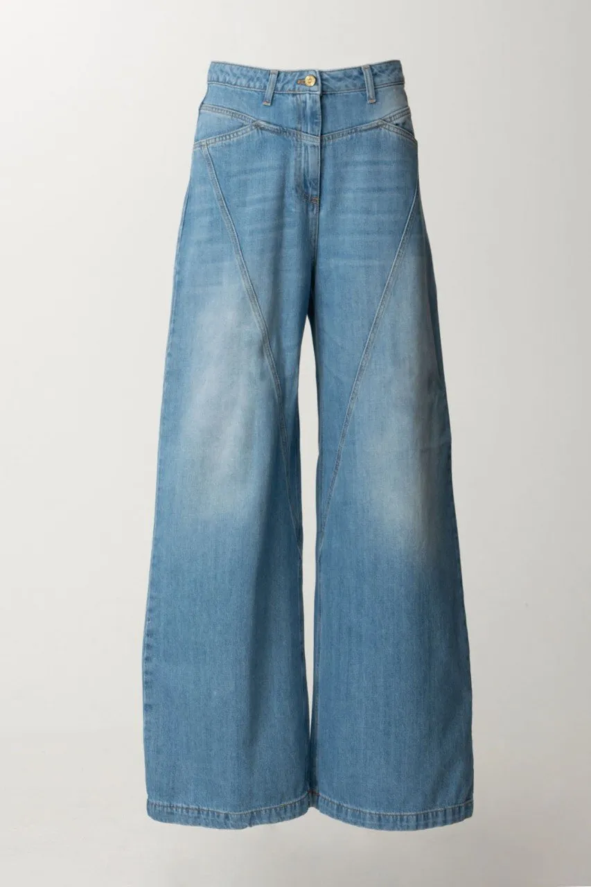 Jeans palazzo cuciture diagonali Light blue