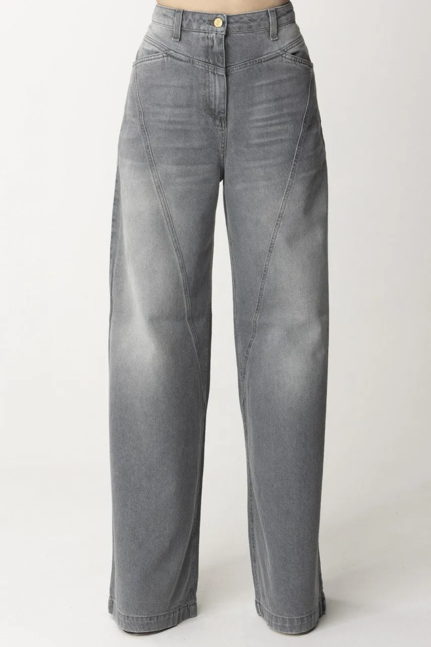 Jeans palazzo cuciture diagonali PIOMBO