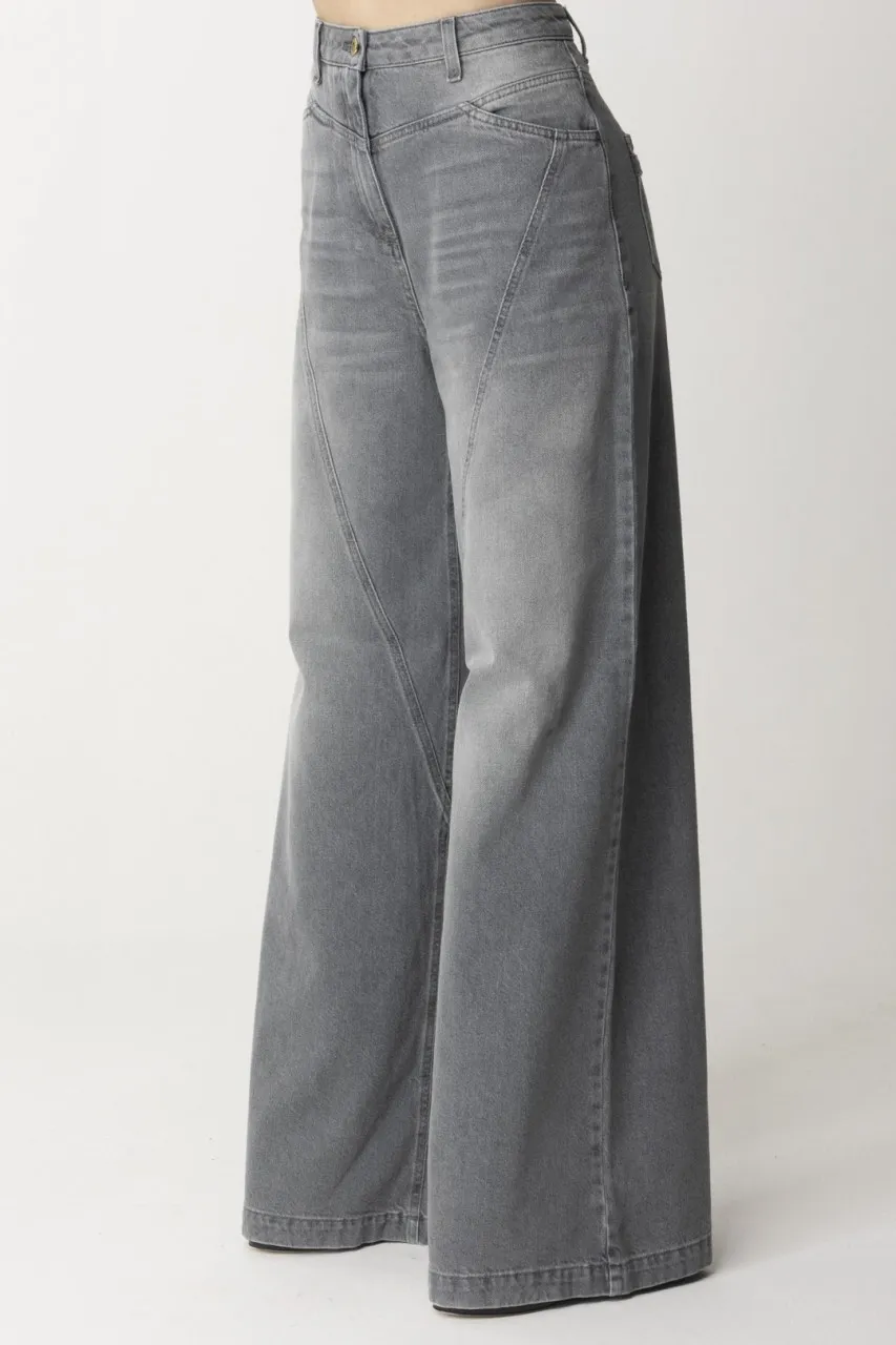 Jeans palazzo cuciture diagonali PIOMBO