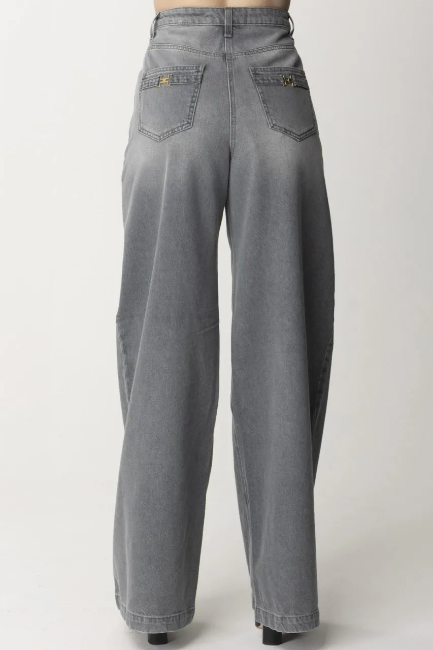 Jeans palazzo cuciture diagonali PIOMBO