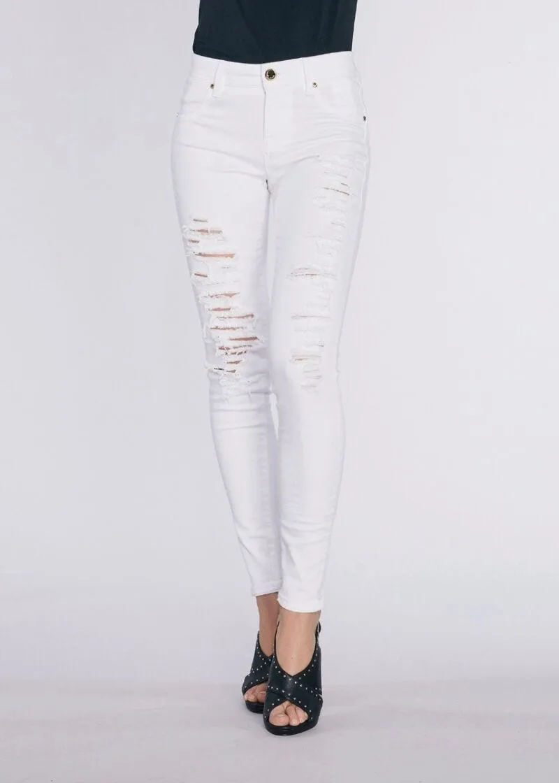Jeans skinny con dettagli destroyed