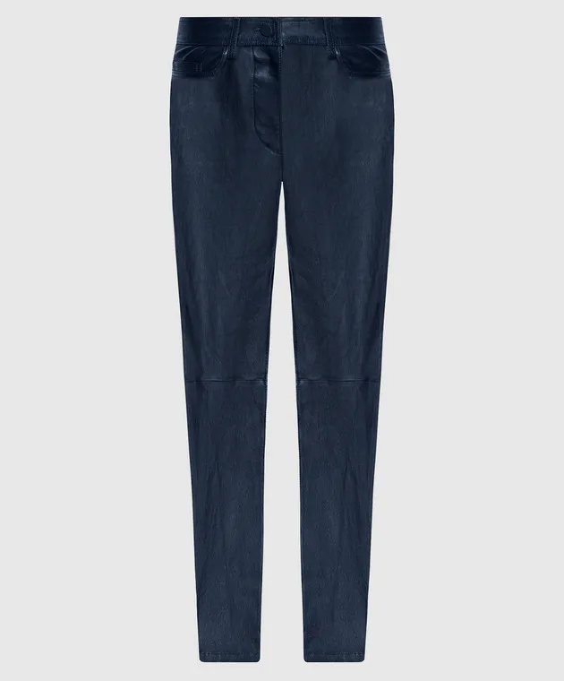 JOSEPH Pantaloni Teddy in pelle blu JF006801