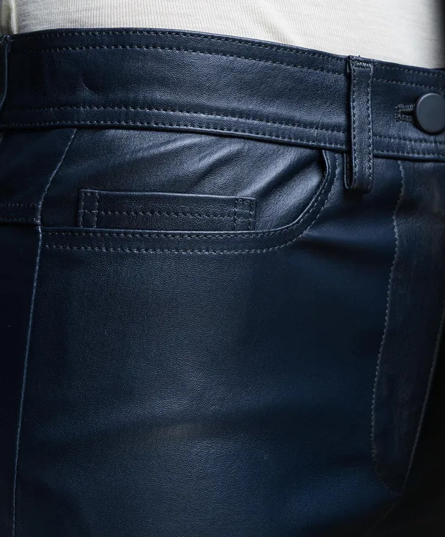 JOSEPH Pantaloni Teddy in pelle blu JF006801