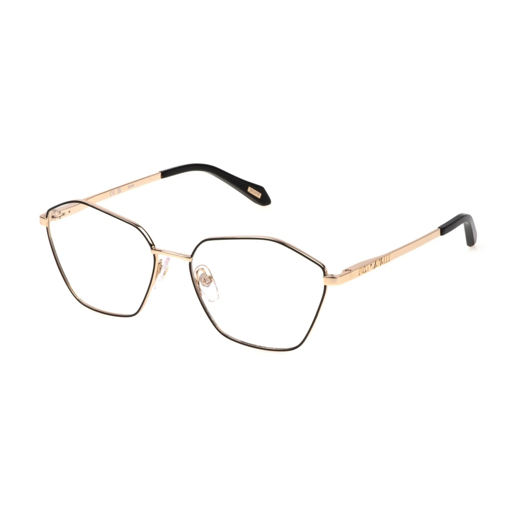   Just Cavalli VJC073 - 0301 Parti Lucide Oro Rosa Nere | Occhiale Da Vista Donna 