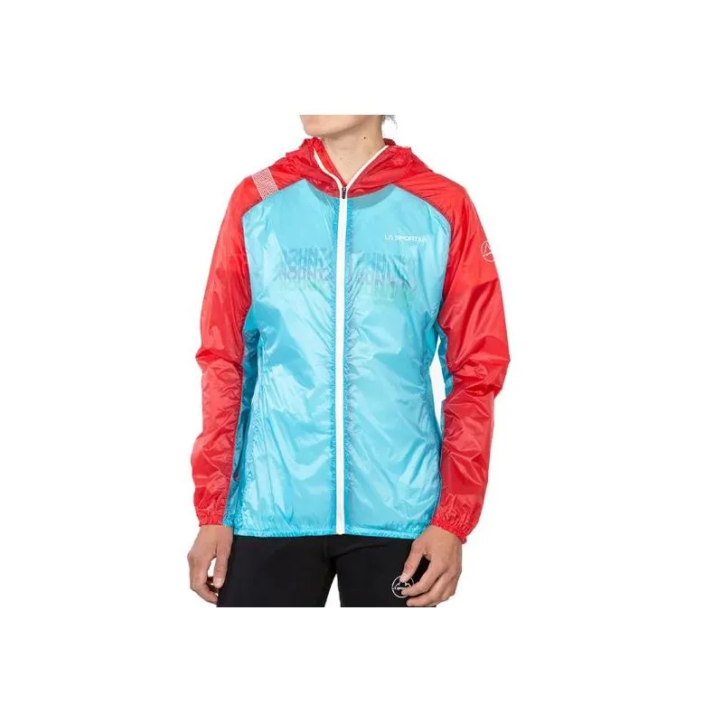 La sportiva Briza Windbreaker Jkt (Malibu Blue/Hibiscus) giacca da trail da donna