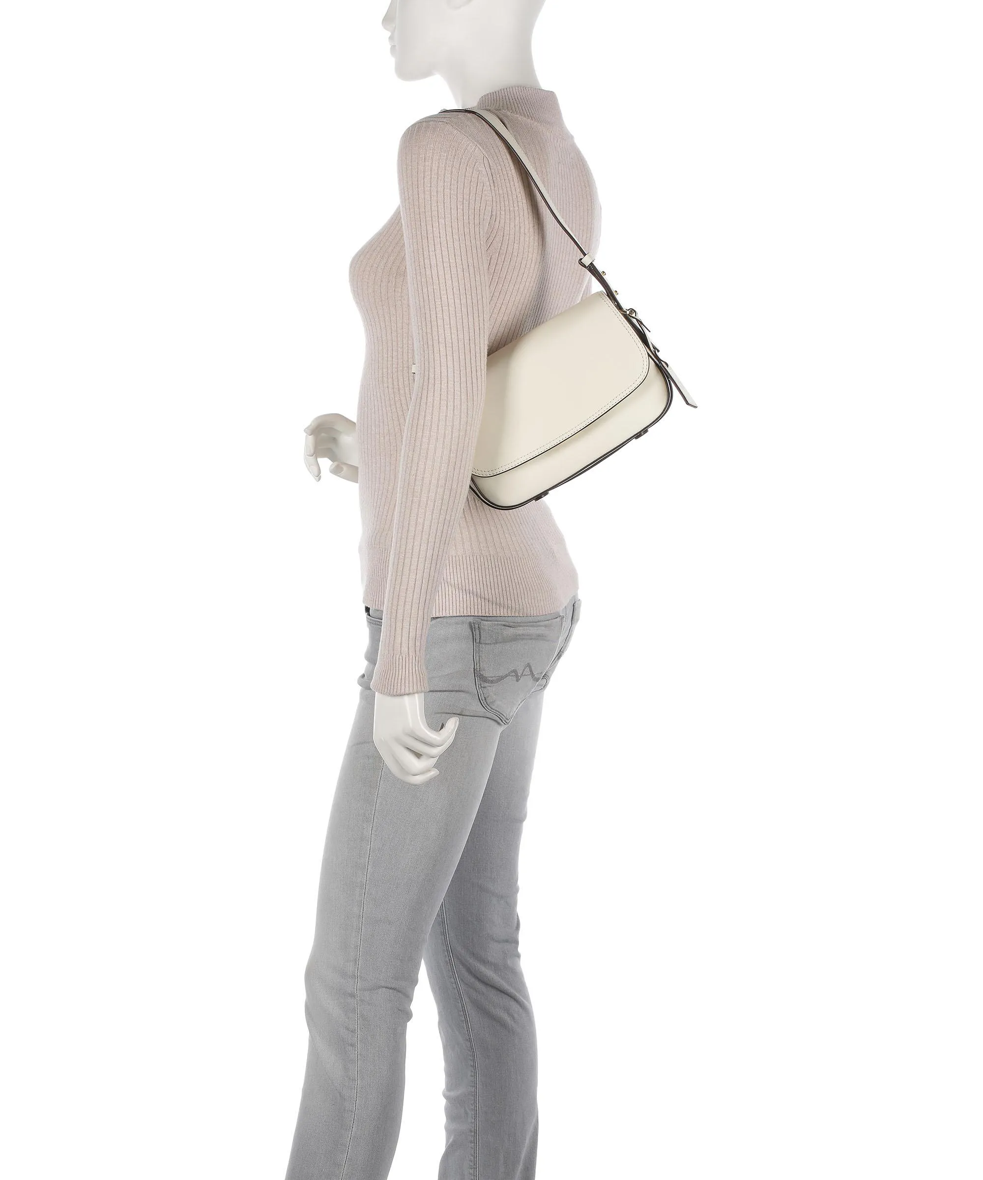 Lauren Ralph Lauren Maddy 24 Borsa a spalla pelle a grana fine avorio  