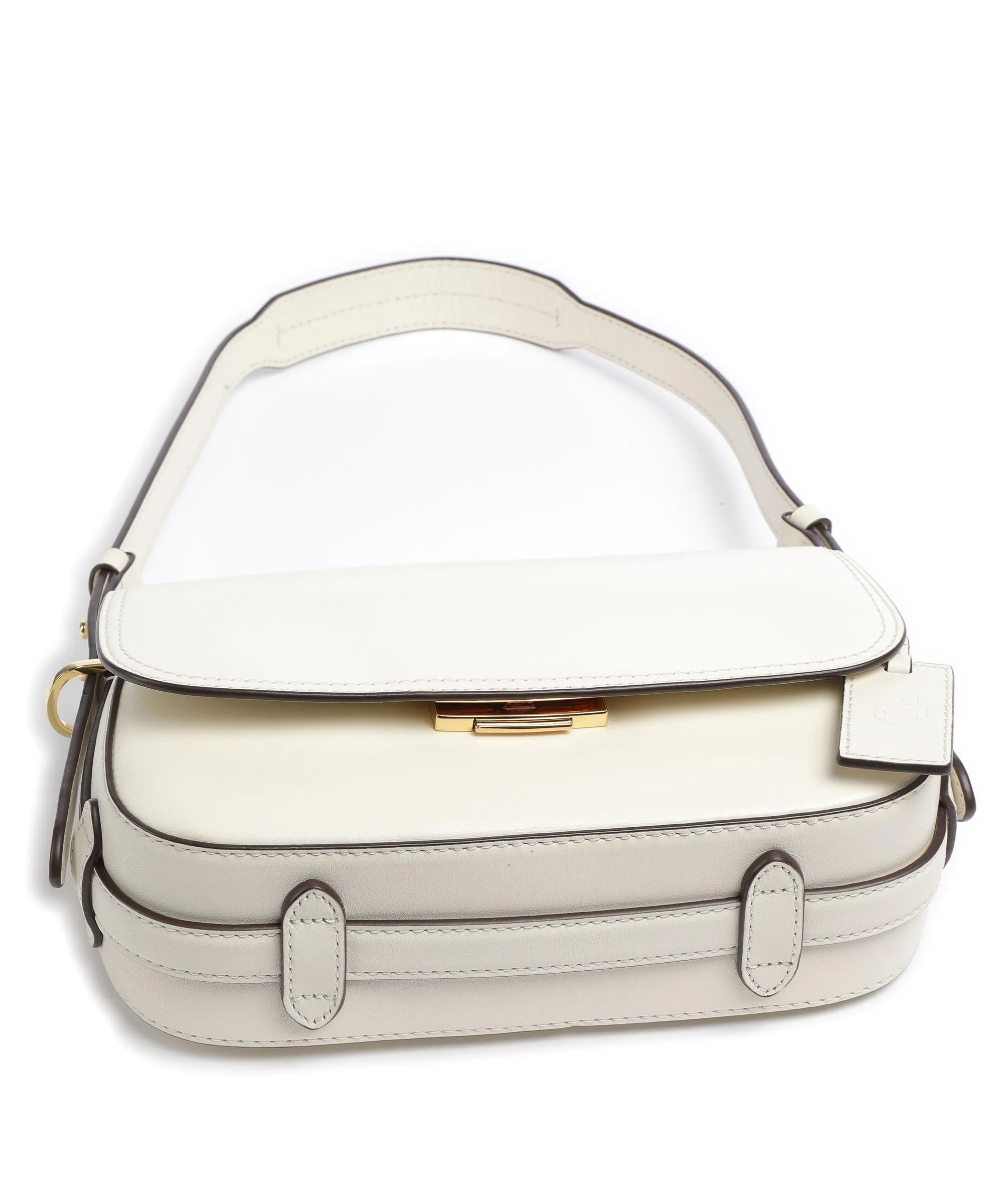  Lauren Ralph Lauren Maddy 24 Borsa a spalla pelle a grana fine avorio  