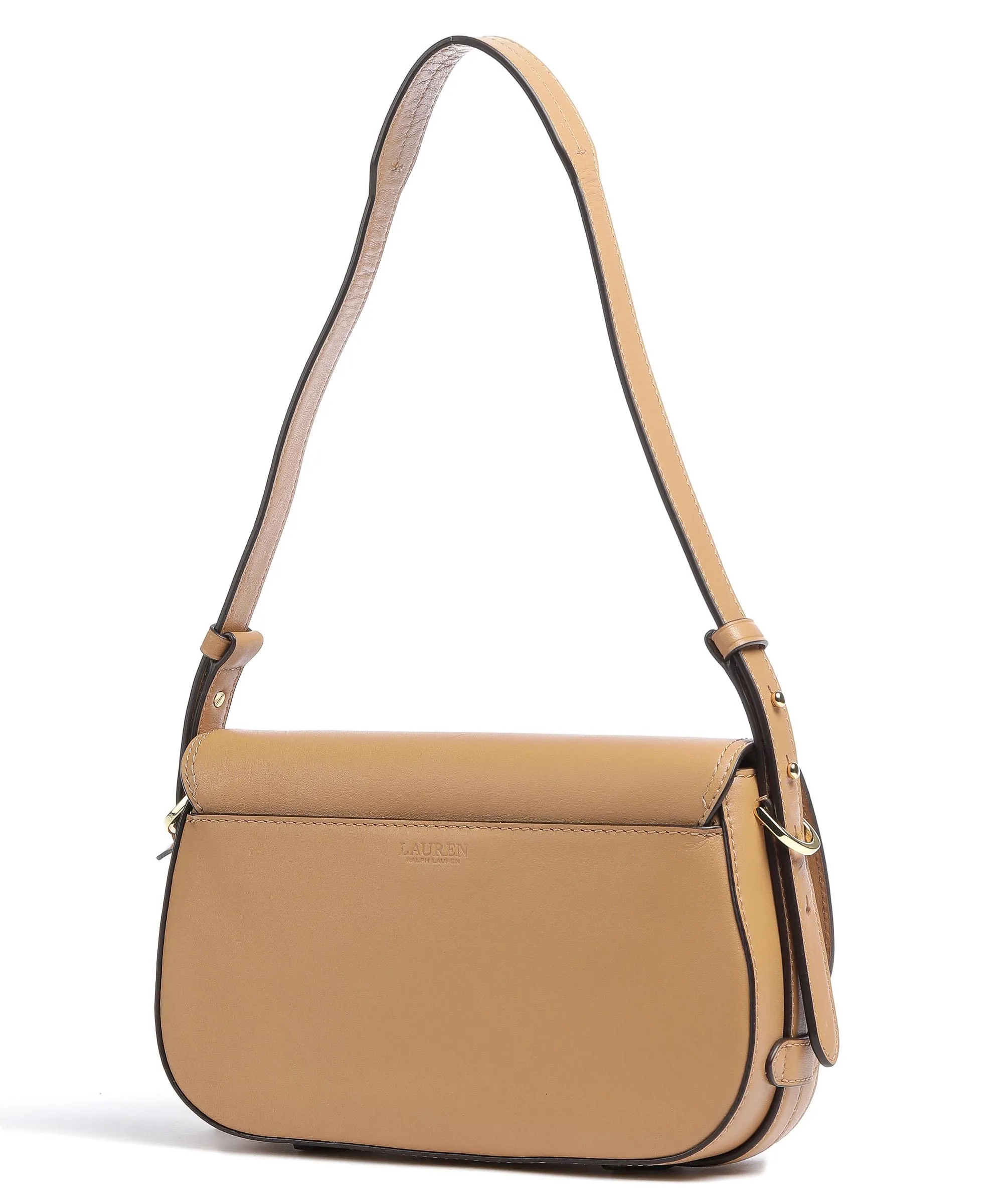  Lauren Ralph Lauren Maddy 24 Borsa a spalla pelle a grana fine marrone chiaro  