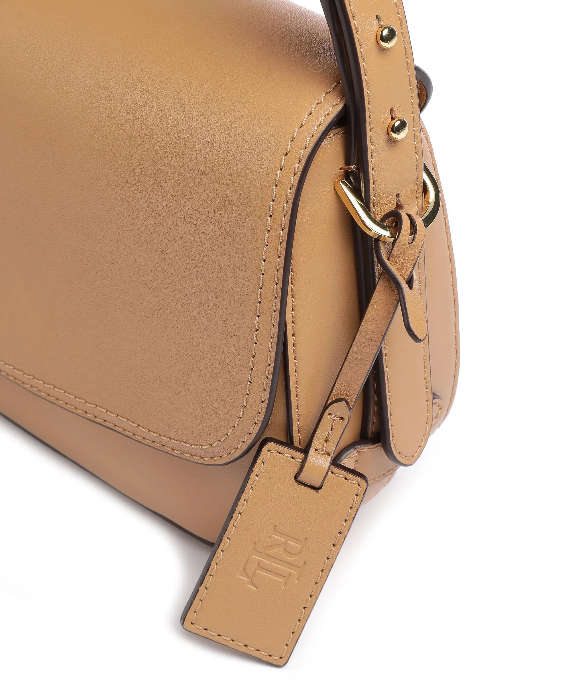  Lauren Ralph Lauren Maddy 24 Borsa a spalla pelle a grana fine marrone chiaro  