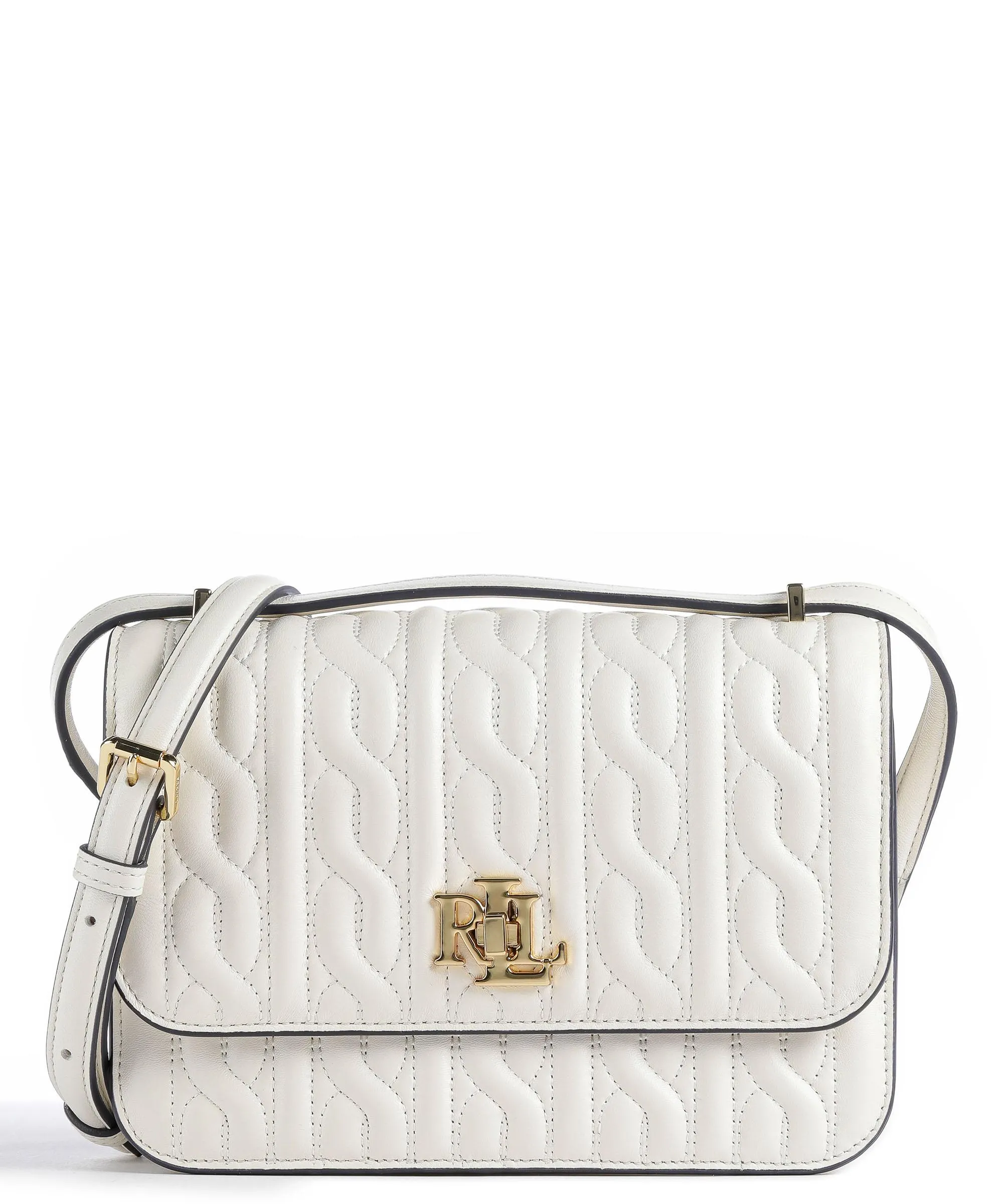 Lauren Ralph Lauren Sophee 22 Borsa a spalla pelle di pecora avorio  