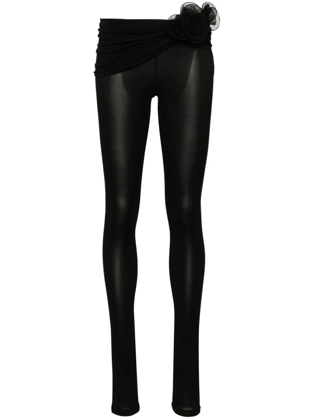 Leggings con applicazione a fiori in nero - donna