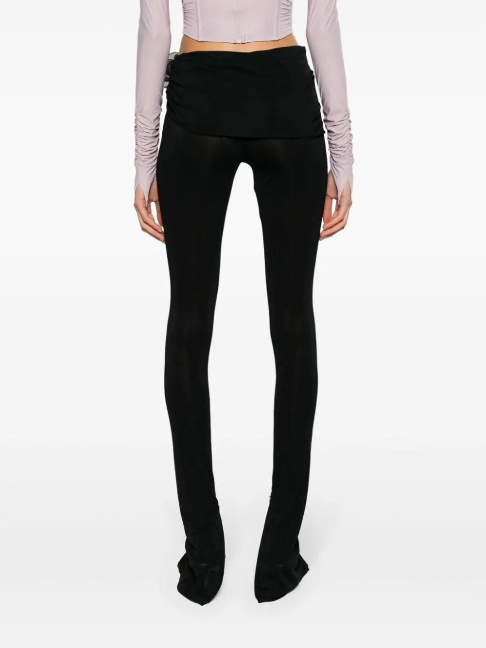 Leggings con applicazione a fiori in nero - donna