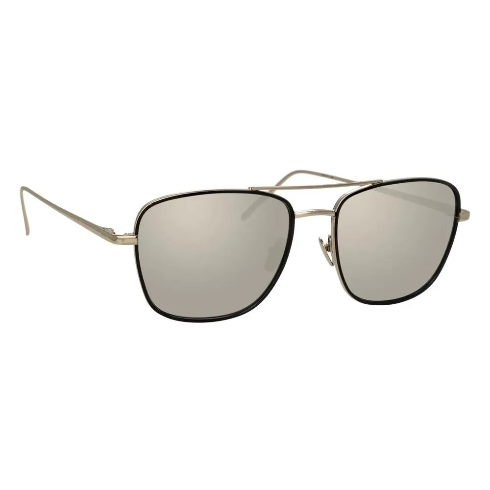 Linda Farrow - Occhiali da Sole Rettangolari Curtis C2 in Oro Bianco e Nero - LFL703C2SUN - Linda Farrow Eyewear