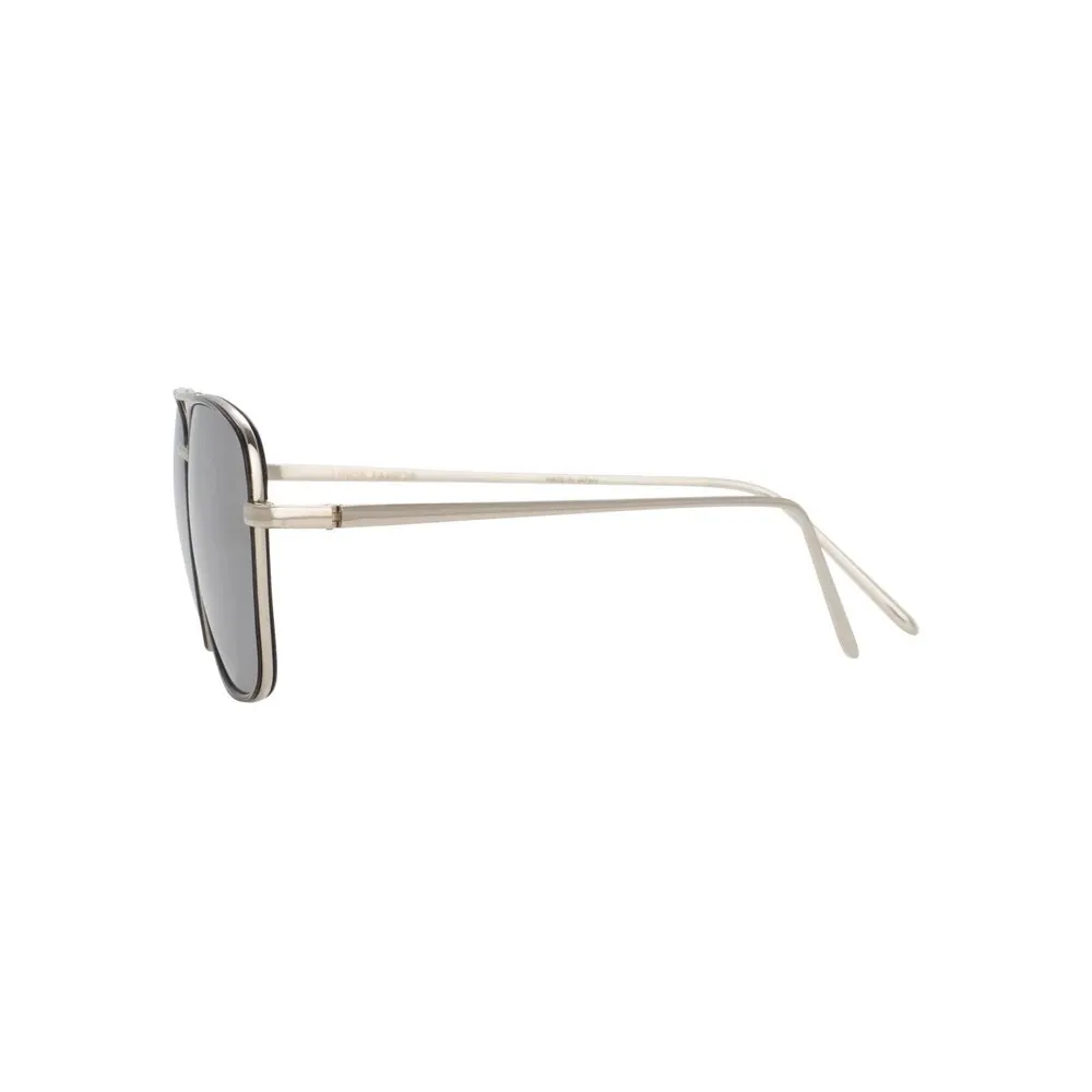 Linda Farrow - Occhiali da Sole Rettangolari Curtis C2 in Oro Bianco e Nero - LFL703C2SUN - Linda Farrow Eyewear
