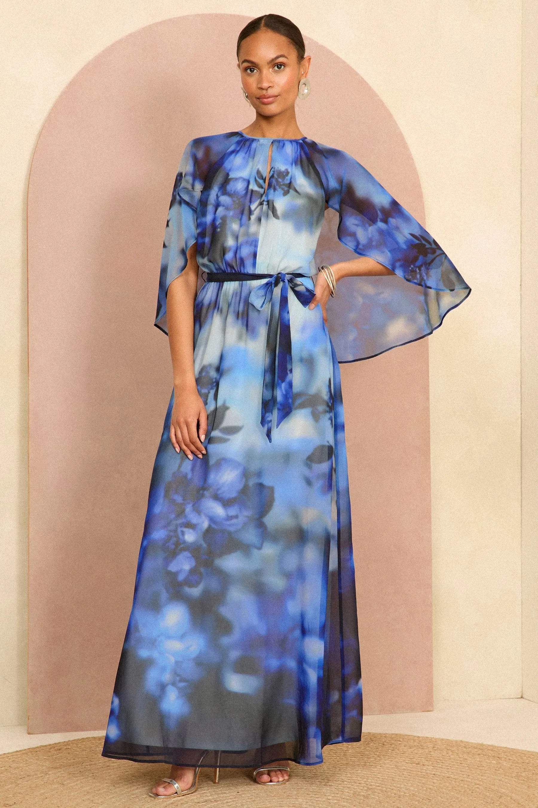Love & Roses - Abito maxi a mantella stampato