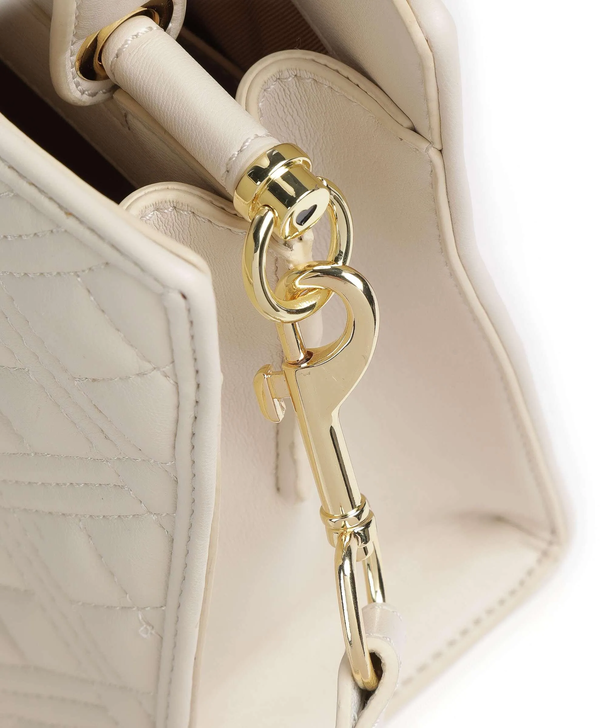  Love Moschino Quilted Borsa a mano pelle sintetica avorio  